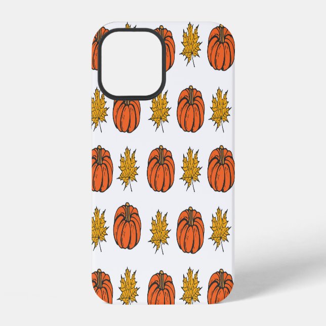 Autumn Leaves: Hand-Drawn Pumpkin Pattern iPhone Case (Back)