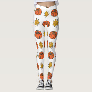 Autumn Leaves: Hand-Drawn Pumpkin Pattern Leggings