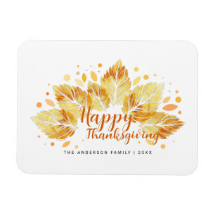 Autumn Leaves Happy Thanksgiving Holiday Gift Magnet