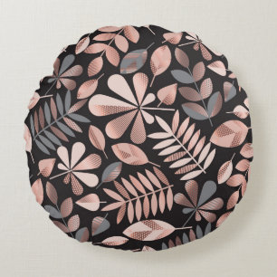 Autumn leaves illustration pattern round cushion