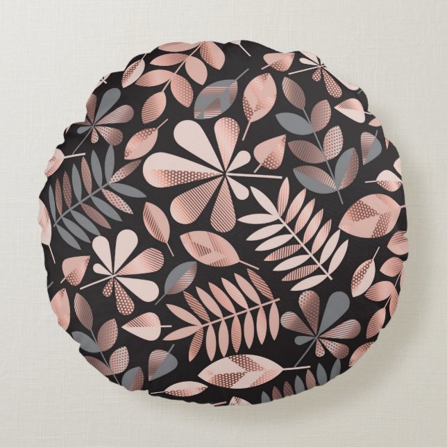 Autumn leaves illustration pattern round cushion (Front)