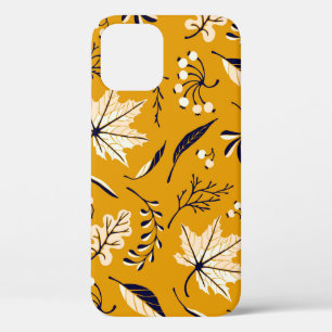 Autumn leaves in cartoon style seamless pattern iPhone 12 case
