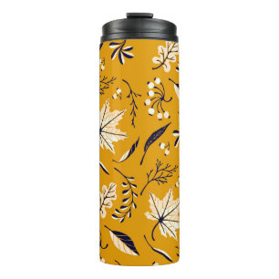 Autumn leaves in cartoon style seamless pattern thermal tumbler