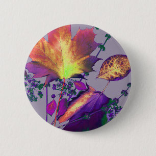 Autumn Leaves in Lilac 6 Cm Round Badge
