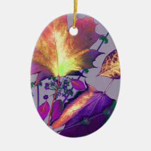 Autumn Leaves in Lilac Ceramic Tree Decoration