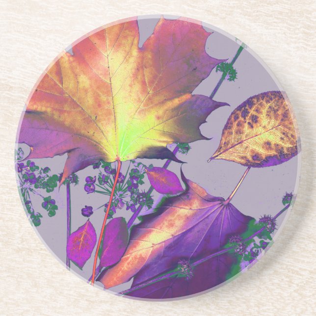 Autumn Leaves in Lilac Coaster (Front)