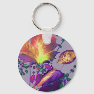 Autumn Leaves in Lilac Key Ring