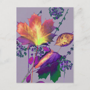 Autumn Leaves in Lilac Postcard