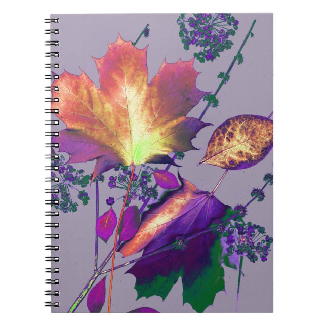 Autumn Leaves in Lilac Spiral Notebook (Front)