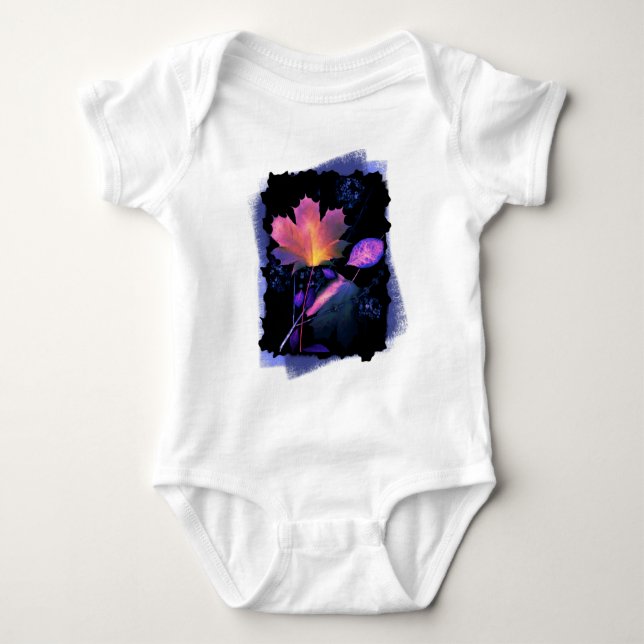 Autumn Leaves in Neon and Blue Baby Bodysuit (Front)