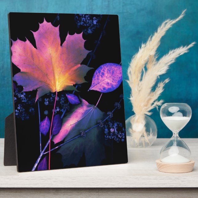 Autumn Leaves in Neon Plaque (Side)