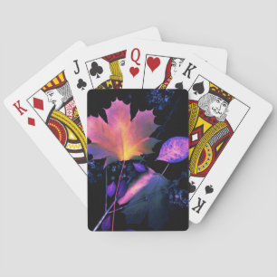Autumn Leaves in Neon Playing Cards