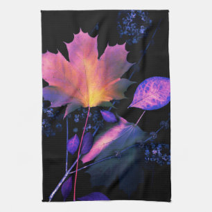 Autumn Leaves in Neon Tea Towel