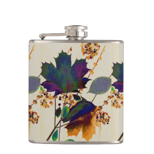 Autumn Leaves in Royal Colours Hip Flask