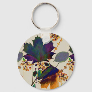 Autumn Leaves in Royal Colours Key Ring