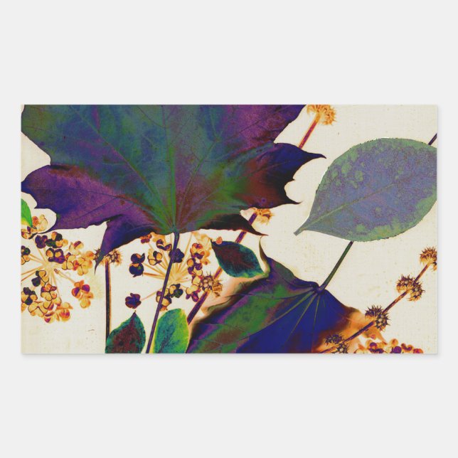 Autumn Leaves in Royal Colours Rectangular Sticker (Front)