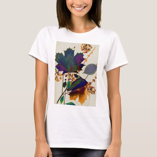 Autumn Leaves in Royal Colours T-Shirt (Front)