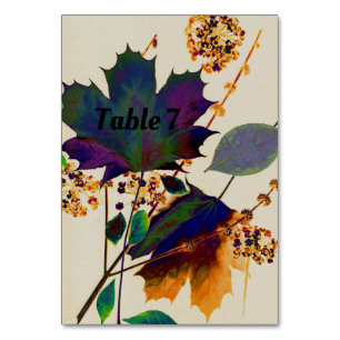 Autumn Leaves in Royal Colours Table Number