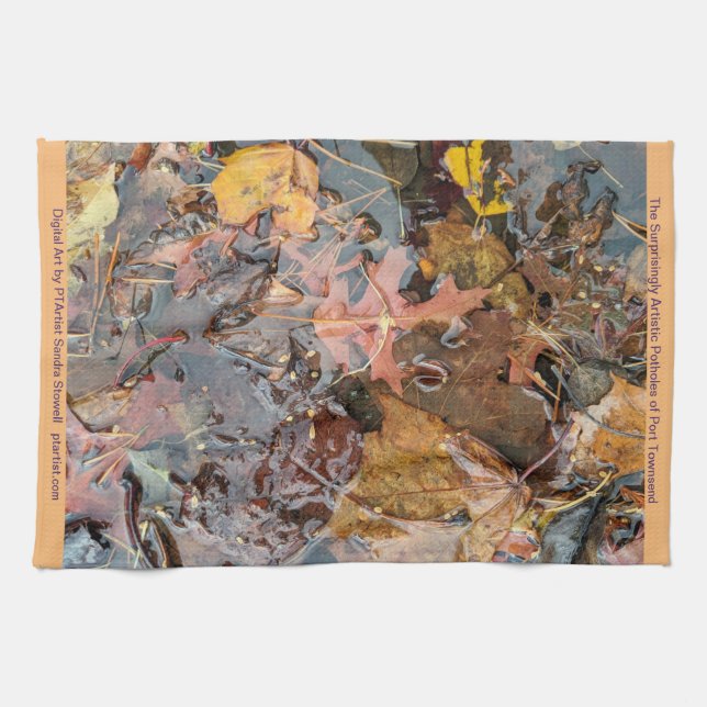 Autumn Leaves in the Rain Tea Towel (Horizontal)