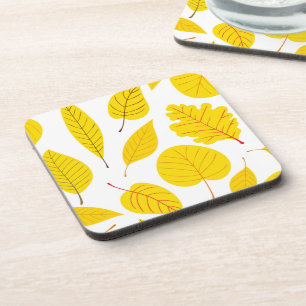 Autumn leaves in yellow coaster