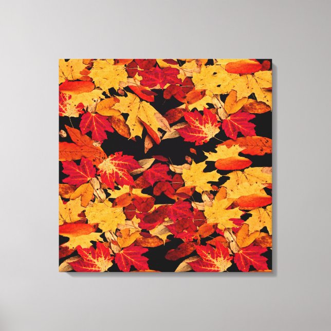 Autumn Leaves in Yellow Red Orange Brown Canvas Print (Front)