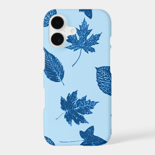 Autumn leaves - indigo and pale blue