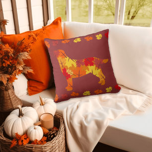 Autumn Leaves Labrador Retriever Silhouette B Cushion
