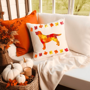 Autumn Leaves Labrador Retriever Silhouette Cushion