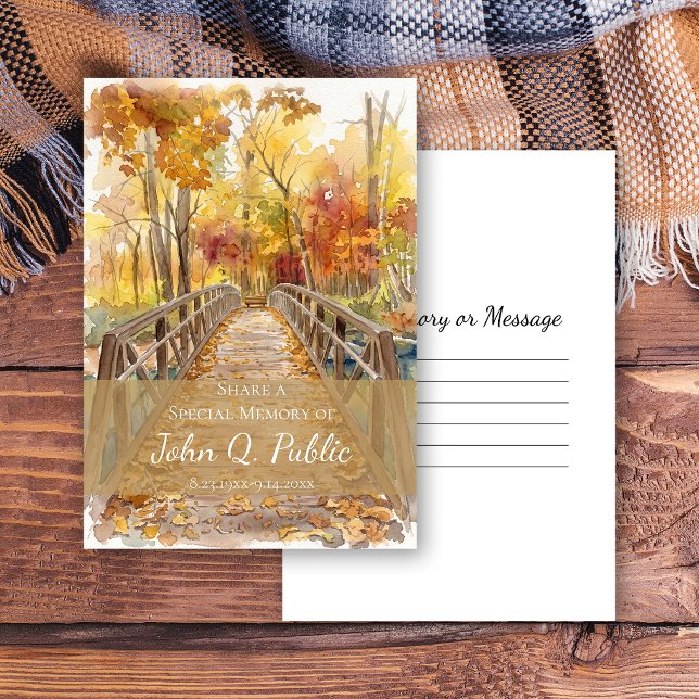 Autumn Leaves Lane Share a Memory Funeral  Card (Creator Uploaded)