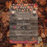 Autumn Leaves Lanterns & String Light Fall Wedding Invitation<br><div class="desc">Rustic Autumn Leaves Vintage Lanterns Fall Wedding Invitations.</div>