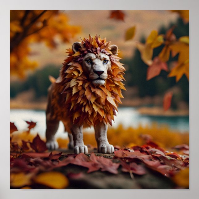 Autumn leaves Lion Poster (Front)