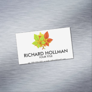 Autumn leaves magnetic business card