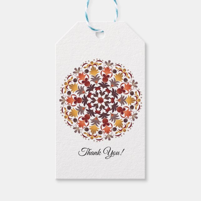 Autumn leaves mandala gift tags (Front)