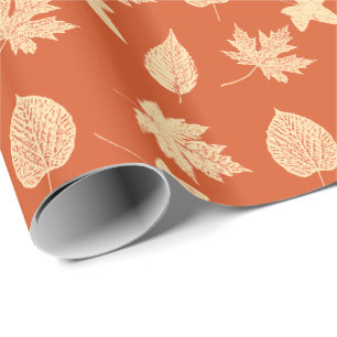 Autumn leaves - mandarin orange wrapping paper