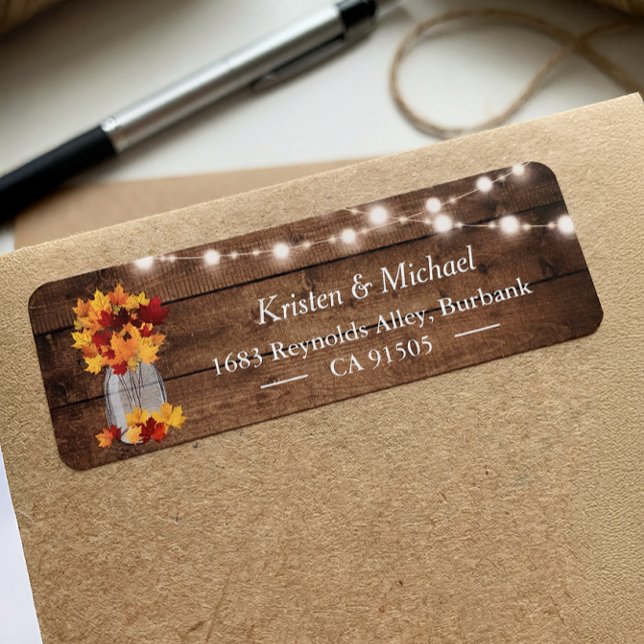 Autumn Leaves Mason Jar String Lights Rustic Wood (Creator Uploaded)