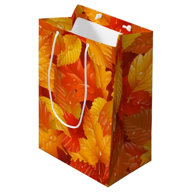 Autumn leaves medium gift bag (Front Angled)