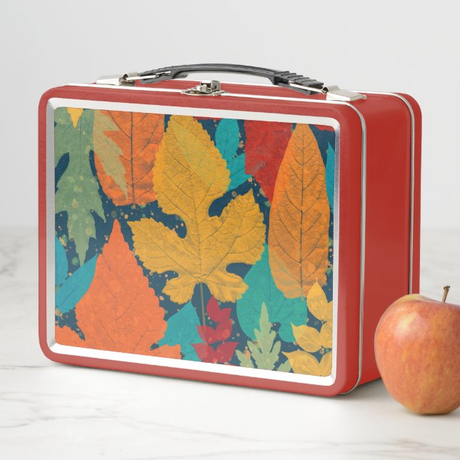 Autumn leaves metal lunch box (In Situ)