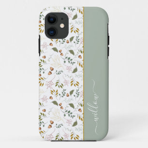 Autumn Leaves Monogram Name Modern Case-Mate iPhone Case