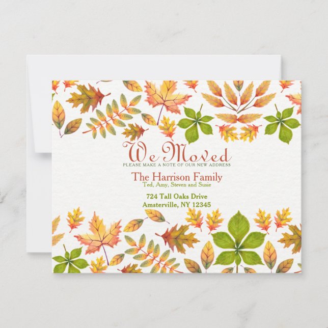 Autumn Leaves Moving Announcement (Front)