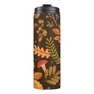 Autumn Leaves Mushrooms Vintage Pattern Thermal Tumbler