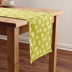 Autumn leaves - mustard and light yellow short table runner