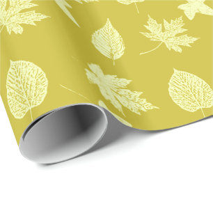 Autumn leaves - mustard and light yellow wrapping paper