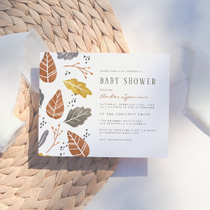 Autumn Leaves Mustard Fall Baby Shower Invitation Postcard