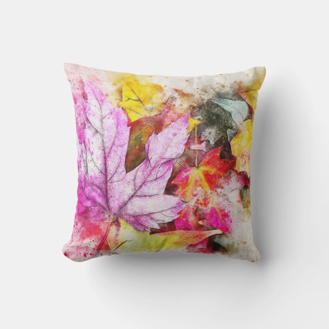 Autumn Leaves Nature Inspired Throw Pillow (Front)