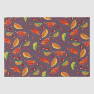 Autumn Leaves Nuts Chestnuts Pattern Elegant Fall Tissue Paper