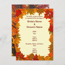 Autumn Leaves of Yellow and Orange Wedding Invite