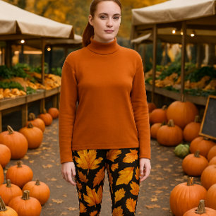 Autumn Leaves on Black  Leggings