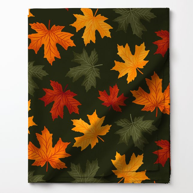 Autumn Leaves On Green Pattern Fabric (Creator Uploaded)