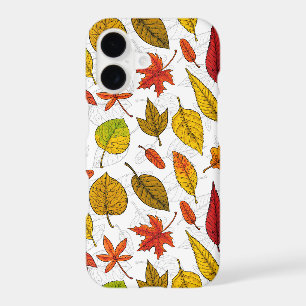 Autumn leaves on white