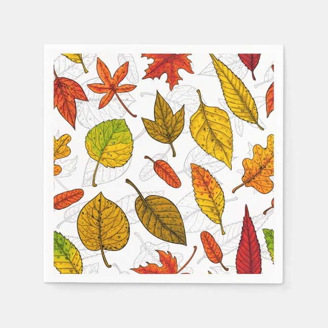 Autumn leaves on white napkin (Front)